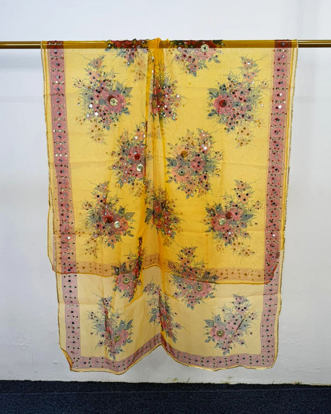 Multicolor Organza with Mirror Work Dupatta (Ready To Wear)