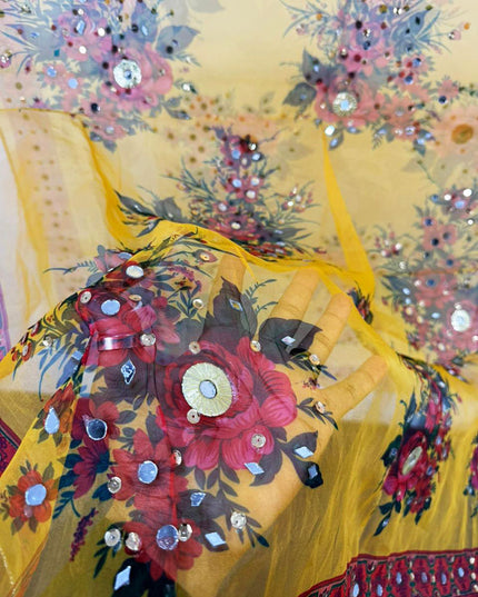 Multicolor Organza with Mirror Work Dupatta (Ready To Wear)