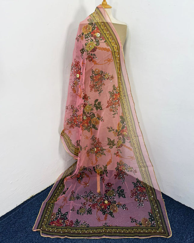 Fancy Multicolor Organza with Mirror Work Dupatta