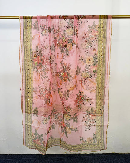 Fancy Multicolor Organza with Mirror Work Dupatta