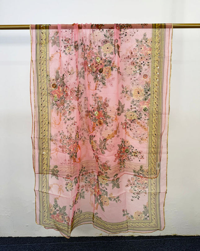 Fancy Multicolor Organza with Mirror Work Dupatta