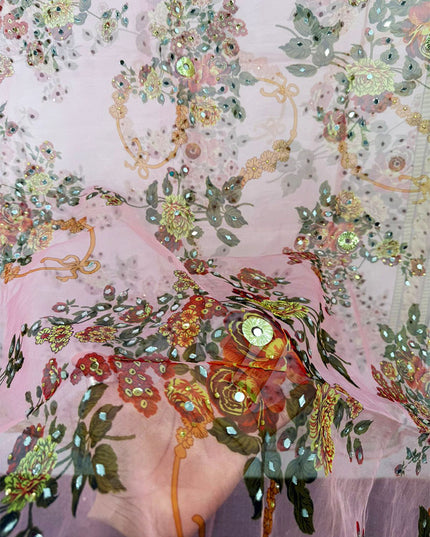 Fancy Multicolor Organza with Mirror Work Dupatta