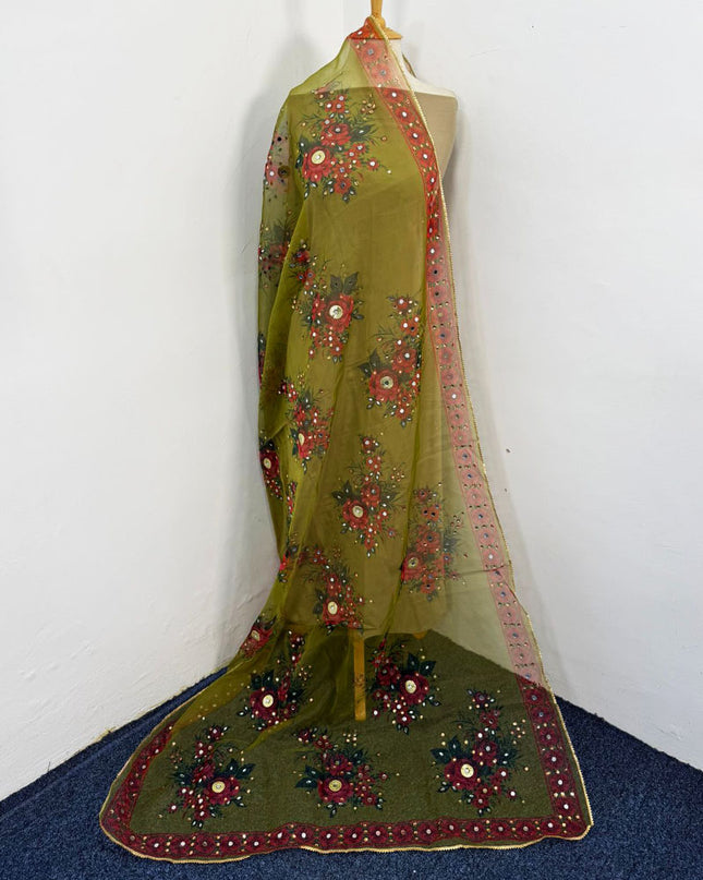 Multicolor Organza with Mirror Work Dupatta (Ready To Wear)