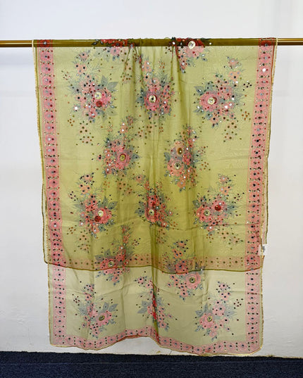 Multicolor Organza with Mirror Work Dupatta (Ready To Wear)