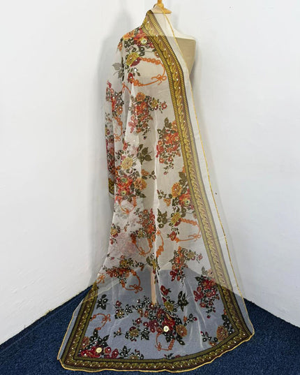Fancy Multicolor Organza with Mirror Work Dupatta