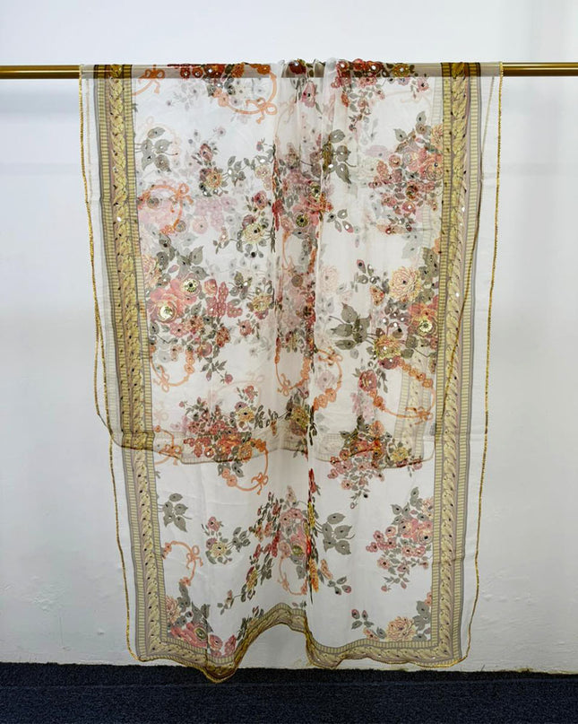 Fancy Multicolor Organza with Mirror Work Dupatta