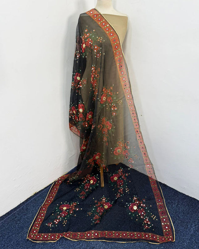 Multicolor Organza with Mirror Work Dupatta (Ready To Wear)