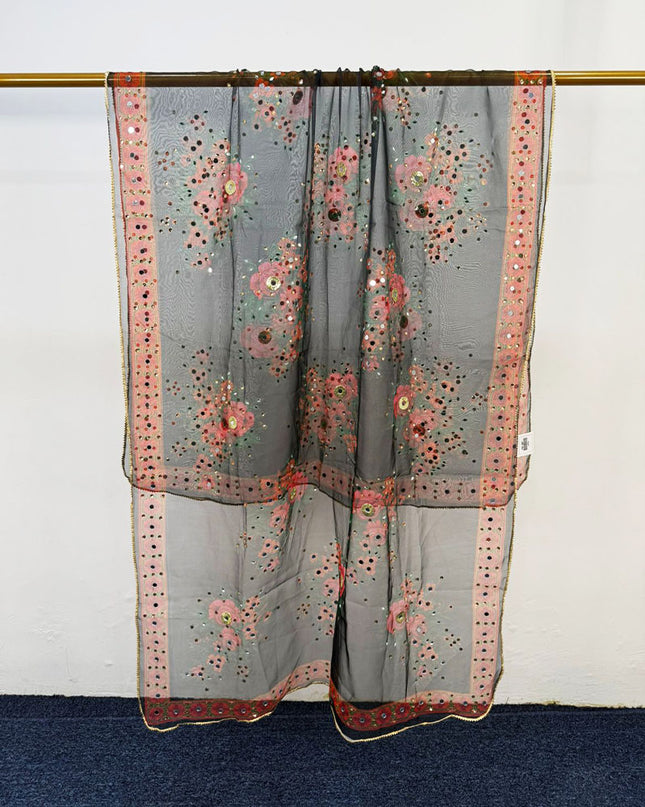 Multicolor Organza with Mirror Work Dupatta (Ready To Wear)