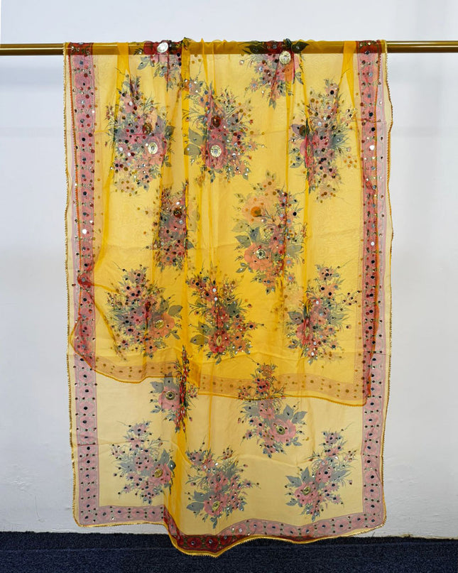 Multicolor Organza with Mirror Work Dupatta (Ready To Wear)