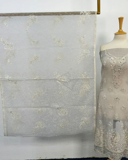 Fancy Khadi Net with Sitara + Stone Work 2PC Unstitched