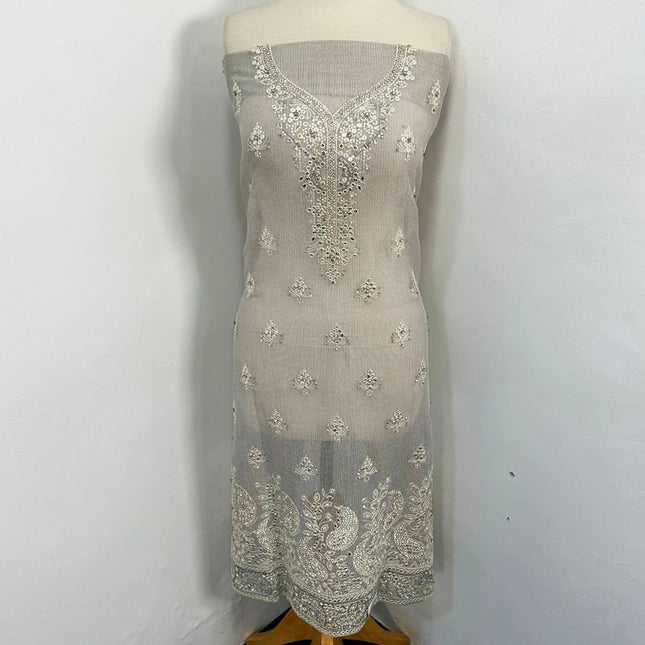 Fancy Khadi Net with Sitara + Stone Work 2PC Unstitched