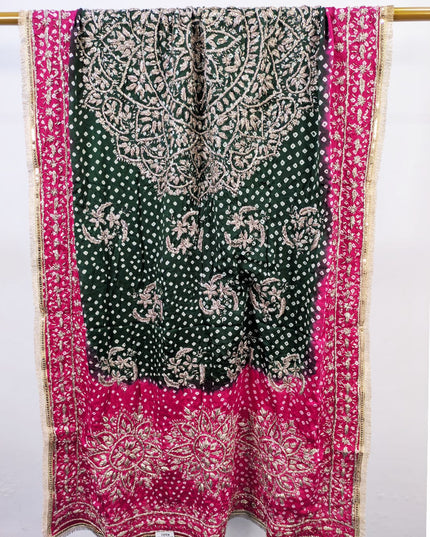 Silk with Handmade Chunnri Gotta Work Dupatta (Ready To Wear)