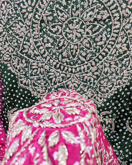 Silk with Handmade Chunnri Gotta Work Dupatta (Ready To Wear)