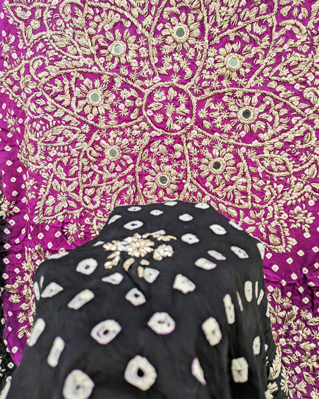 Fancy Silk with Handmade Chunnri Gotta Work Dupatta