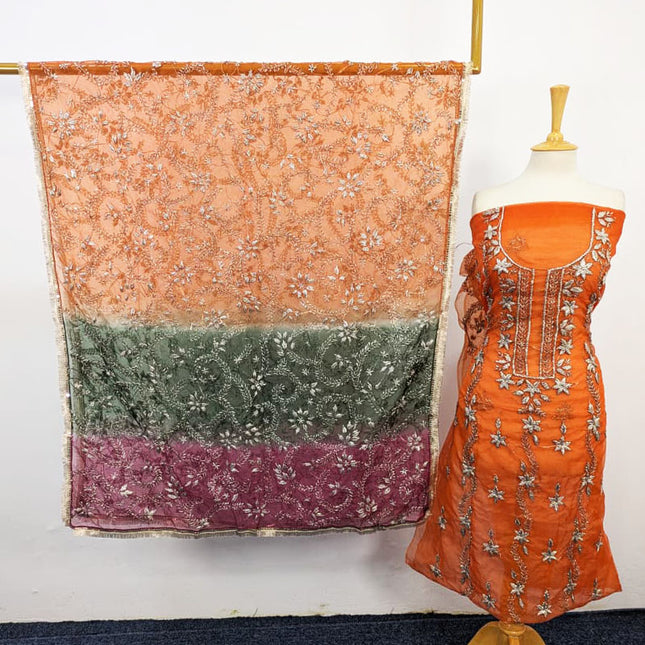 Organza with Gotta Work Shirt + Tie & Dye Dupatta 2PC Unstitched