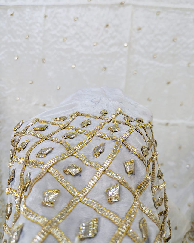 Fancy Silk with Handmade Golden Gotta Work Dupatta