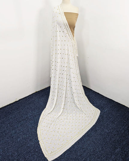 Handmade Golden Button Mukesh Work Silk Dupatta (Ready To Wear)