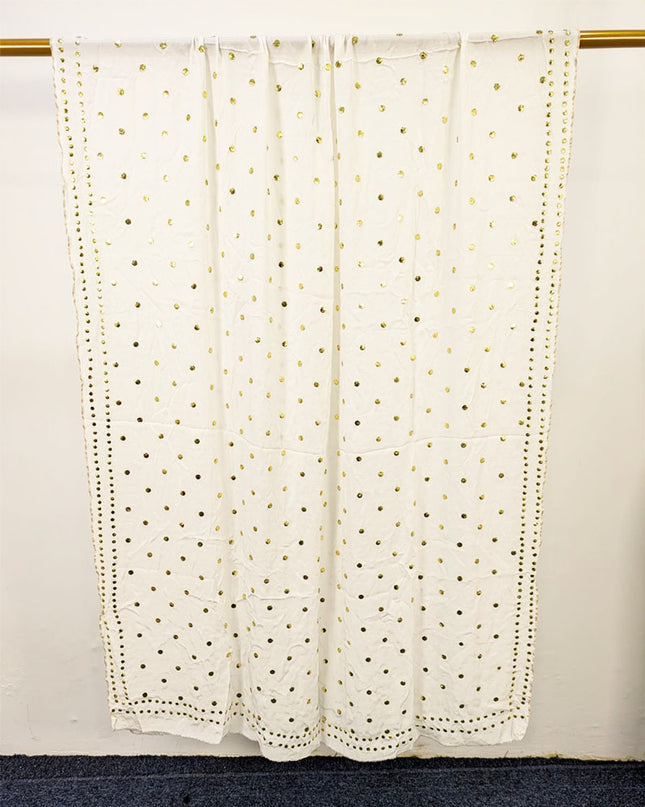 Handmade Golden Button Mukesh Work Silk Dupatta (Ready To Wear)