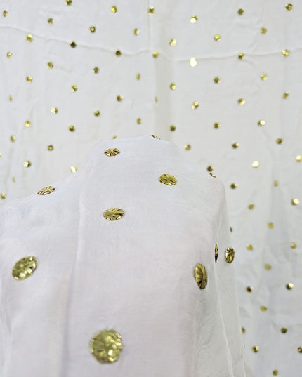 Handmade Golden Button Mukesh Work Silk Dupatta (Ready To Wear)