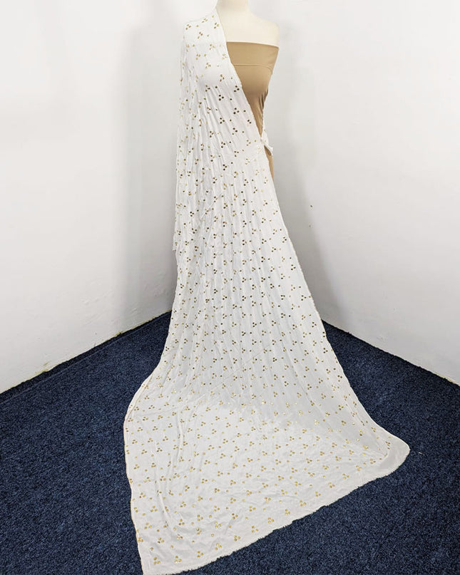 Silk with Golden Button Mukesh Work Dupatta (Ready To Wear)