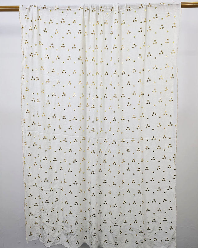 Silk with Golden Button Mukesh Work Dupatta (Ready To Wear)