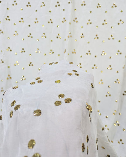 Silk with Golden Button Mukesh Work Dupatta (Ready To Wear)