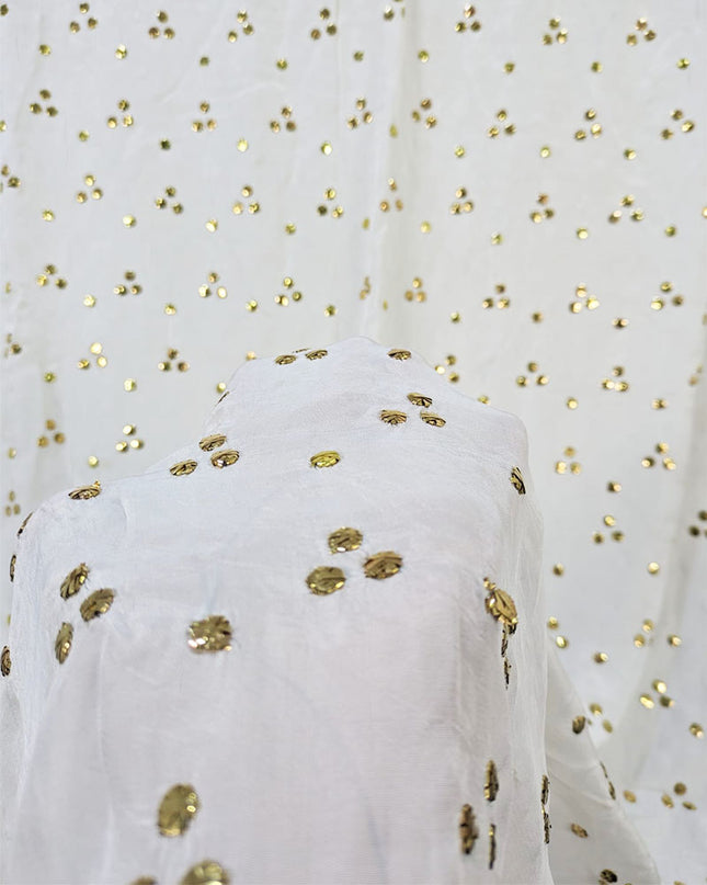 Silk with Golden Button Mukesh Work Dupatta (Ready To Wear)