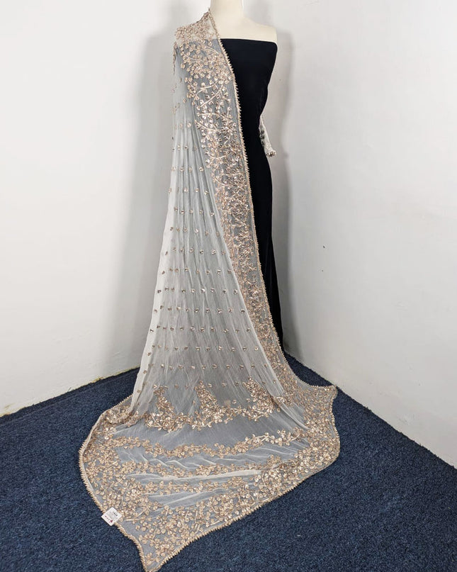 Dyeable Crinkle Chiffon with Handmade LCD Gotta Work Dupatta