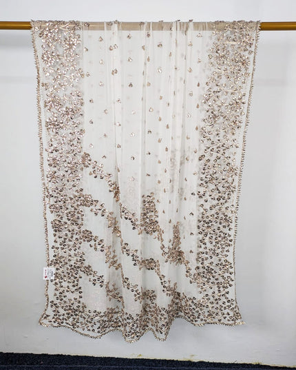 Dyeable Crinkle Chiffon with Handmade LCD Gotta Work Dupatta