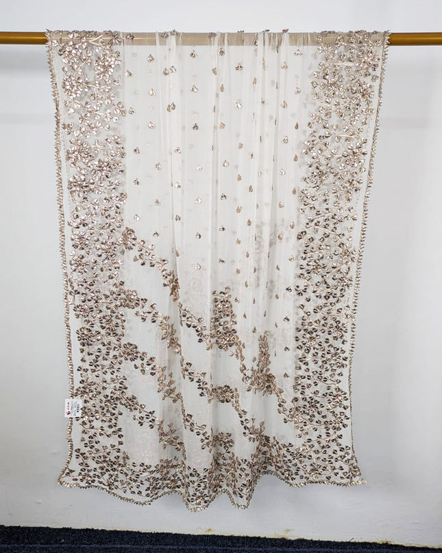 Dyeable Crinkle Chiffon with Handmade LCD Gotta Work Dupatta