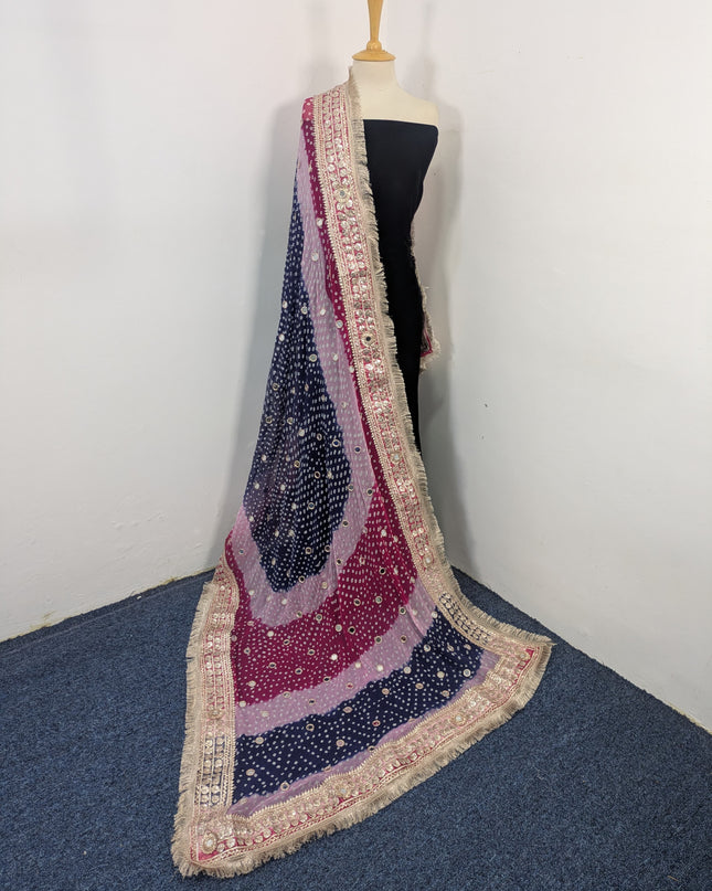 Crinkle Chiffon with Mirror + Gotta Work Dupatta (Ready To Wear)