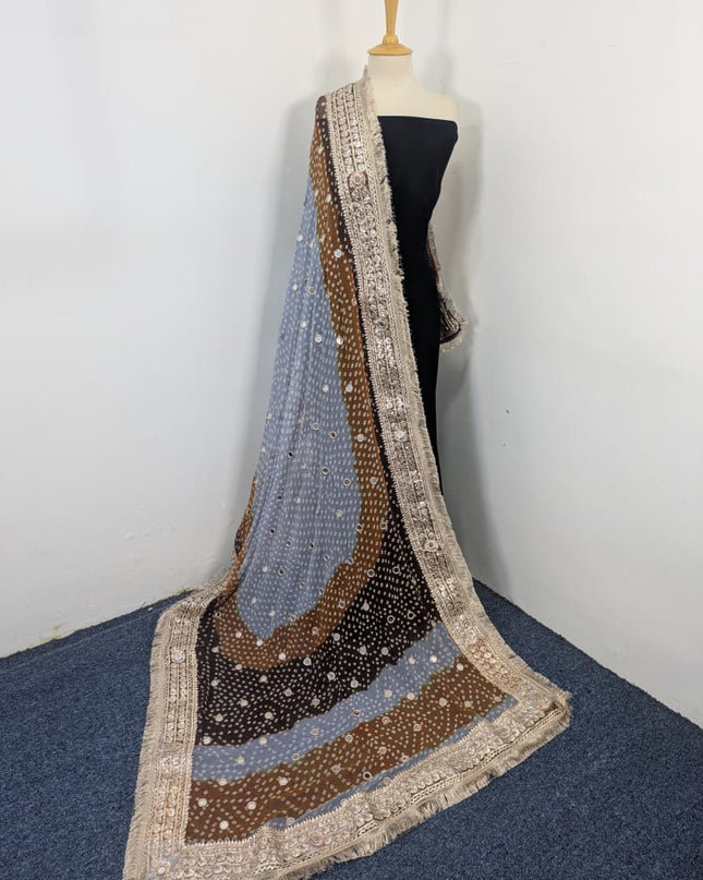 Crinkle Chiffon with Mirror + Gotta Work Dupatta (Ready To Wear)