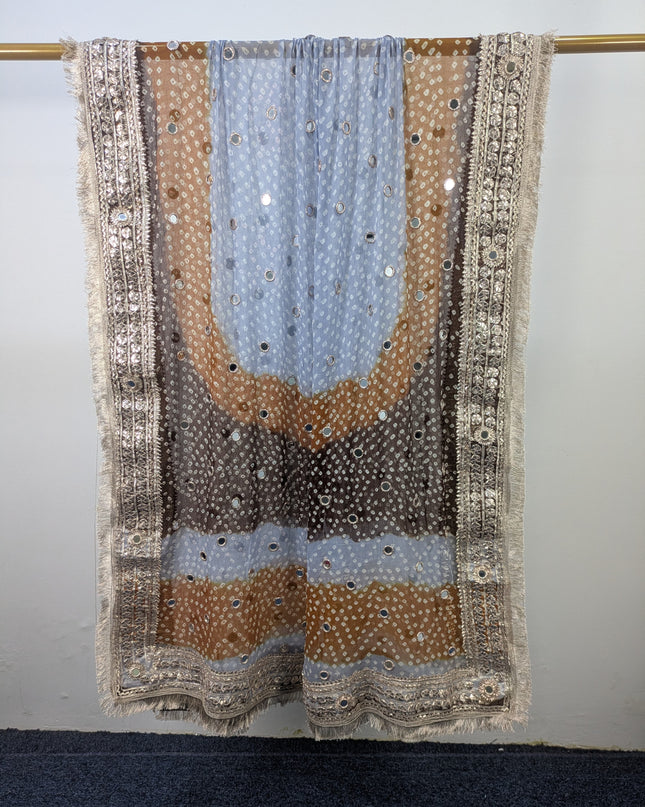 Crinkle Chiffon with Mirror + Gotta Work Dupatta (Ready To Wear)