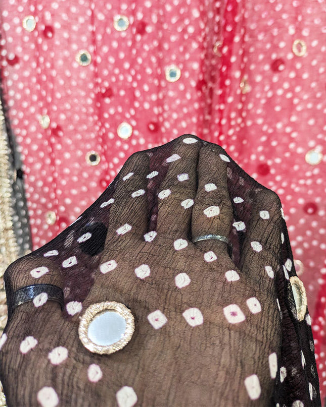 Crinkle Chiffon with Mirror + Gotta Work Dupatta (Ready To Wear)