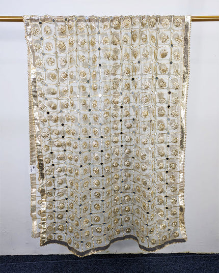 Golden Gotta + Mirror Work Organza Dupatta (Dyeable in All Colors)