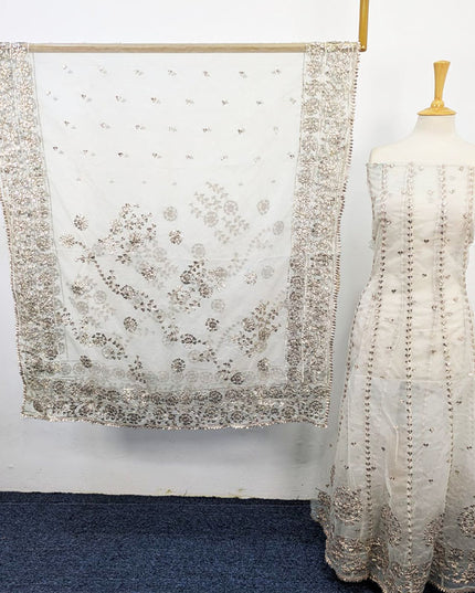 Organza with Gotta Work Frock 2PC Unstitched (Dyeable in All Colors)