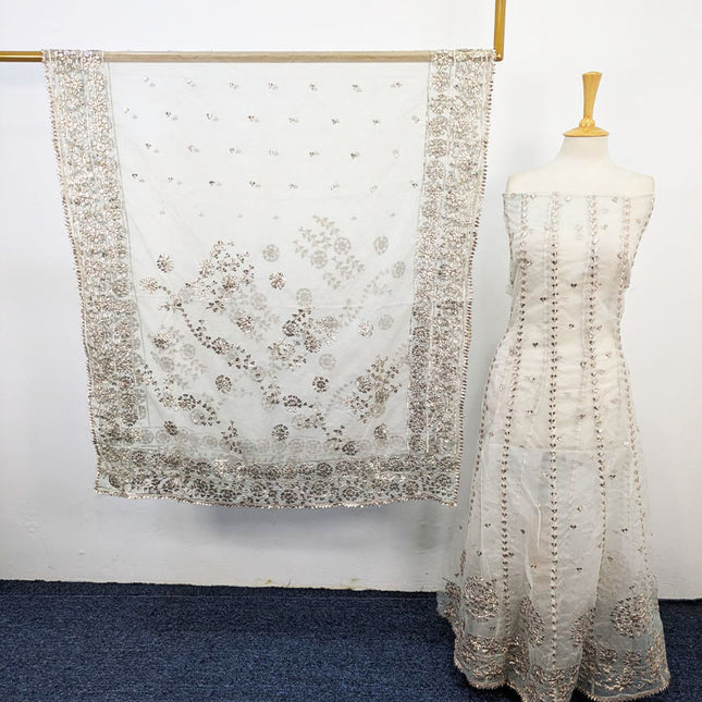 Organza with Gotta Work Frock 2PC Unstitched (Dyeable in All Colors)