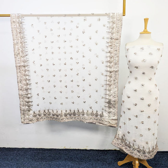 Crinkle Chiffon with Handmade Gotta Work 2PC Unstitched