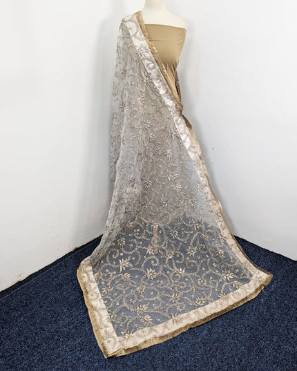 Organza with Handmade Full Jaal Gotta Work Dyeable Dupatta