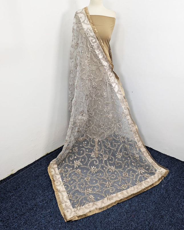 Organza with Handmade Full Jaal Gotta Work Dyeable Dupatta