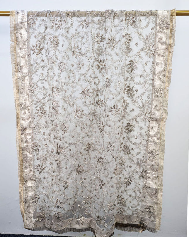 Organza with Handmade Full Jaal Gotta Work Dyeable Dupatta