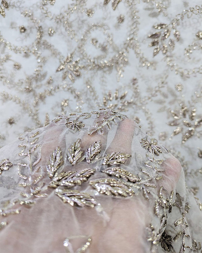 Organza with Handmade Full Jaal Gotta Work Dyeable Dupatta