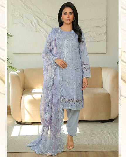 Embroidered + Printed Bana Dora Lawn with Bamber Chiffon Dupatta - AADarsh