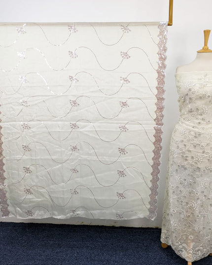 Fancy Silk Cut Dana with Embroidered + Siatara Work 2PC Unstitched