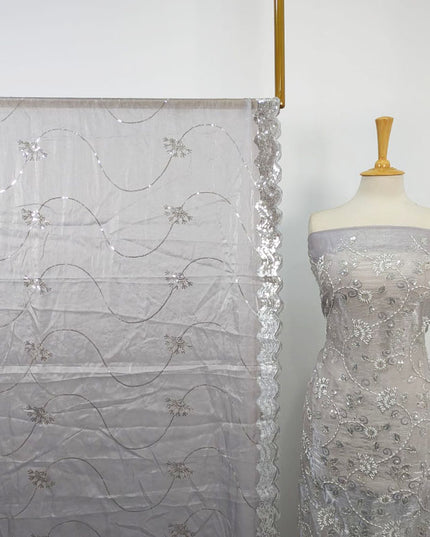 Fancy Silk Cut Dana with Embroidered + Siatara Work 2PC Unstitched