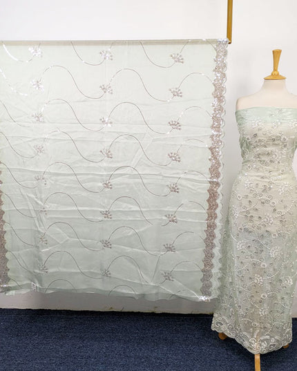 Fancy Silk Cut Dana with Embroidered + Siatara Work 2PC Unstitched