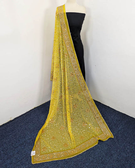 Fancy Chiffon Block Print with Chunnri Mirror Sitara Work Dupatta