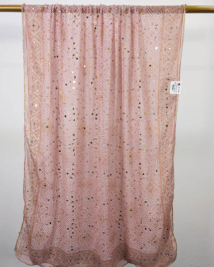 Fancy Chiffon Block Print with Chunnri Mirror Sitara Work Dupatta