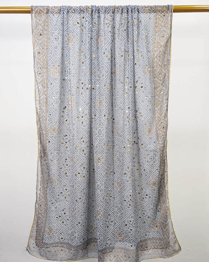 Fancy Chiffon Block Print with Chunnri Mirror Sitara Work Dupatta