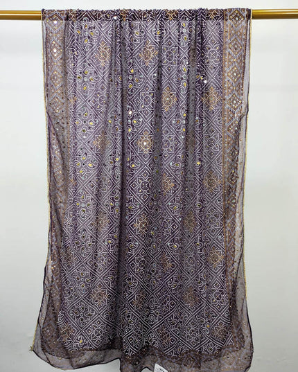 Fancy Chiffon Block Print with Chunnri Mirror Sitara Work Dupatta